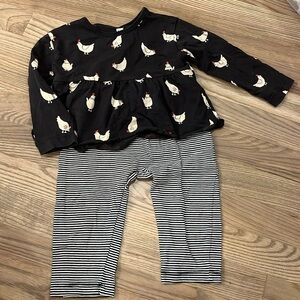 EUC Tea Collection baby outfit with chickens